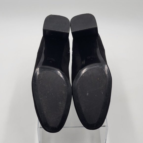 Zara Velvet Booties Gold Trimmed Block Heels - Picture 13 of 16